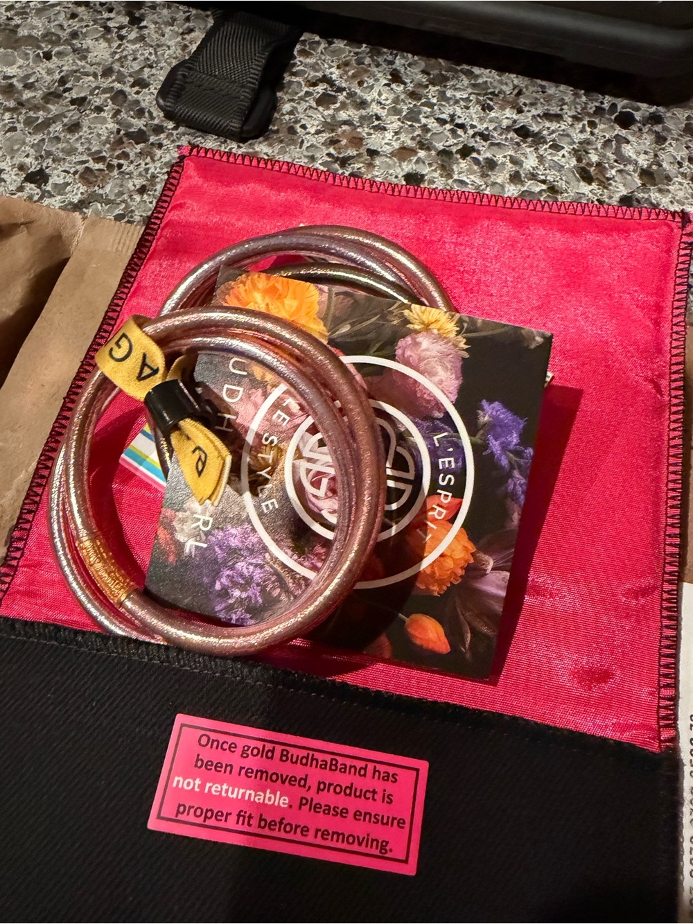BudhaBand Metallic Pink and Gold Coil Bracelet Set
